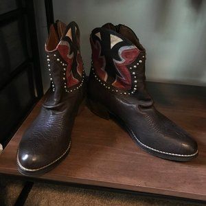 Sam Edelman navy and red cowboy booties 7.5